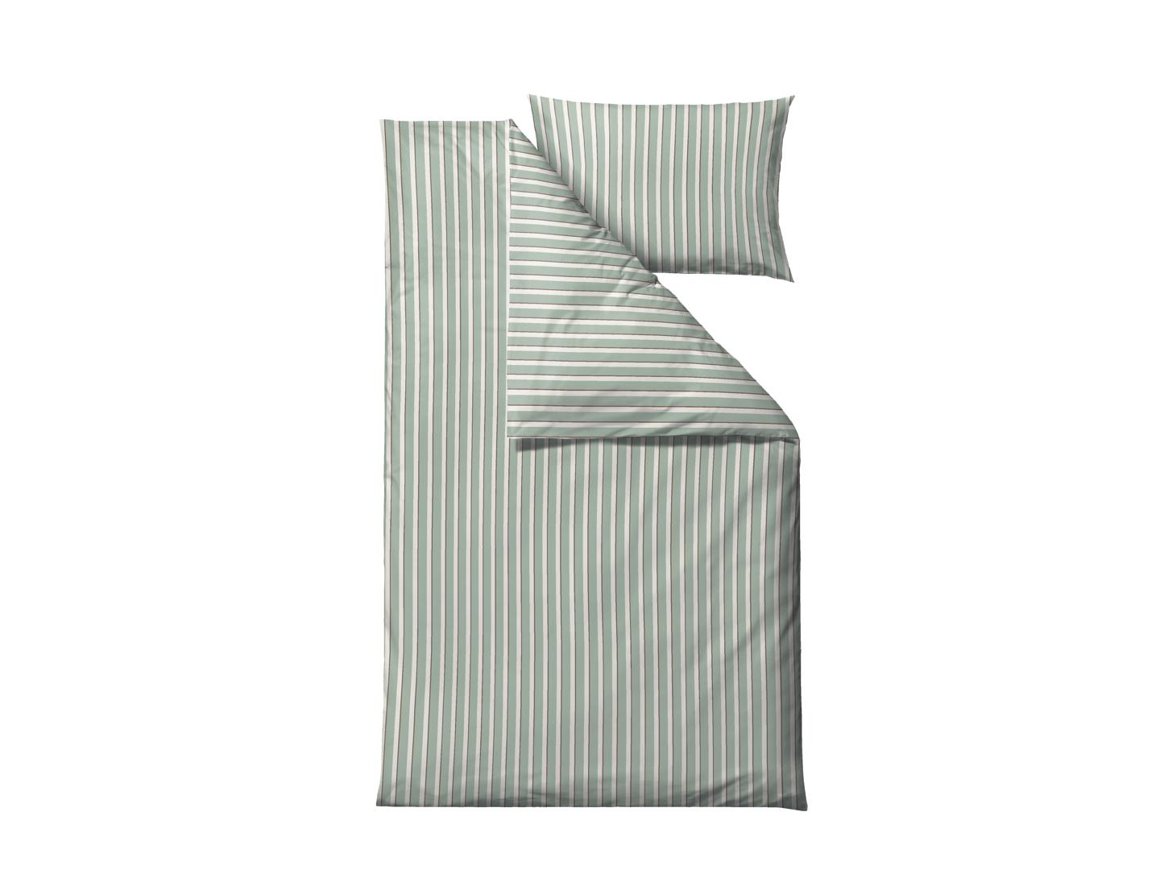 Sentimental-Stripe-Sage Södahl – Rúmföt (140×200/50×70 – Sentimental Stripe Sage) - Image 1