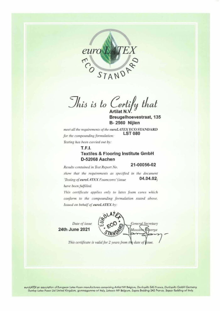 artilat-cert.jpg HAFDÍS 20 - Tvíbreitt Heilsurúm (160 - 200cm) - Image 6